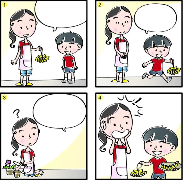 Çizgi filmdeki çocukların birlikte eğlendiği çizgi roman beyaz arka planda izole edilmiş, çocukluk kavramı 