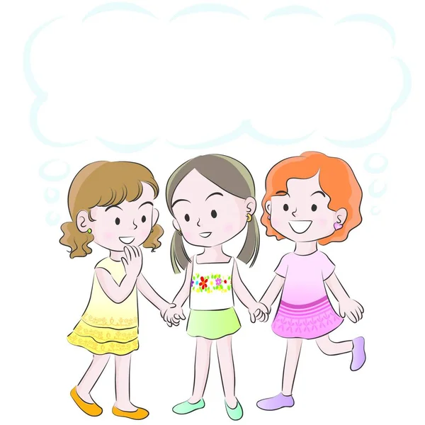 Ilustración Vectorial Con Las Niñas Dibujos Animados — Archivo Imágenes Vectoriales