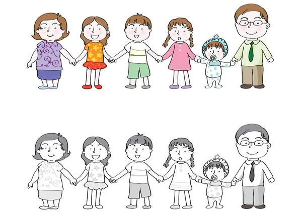 Kort Med Lycklig Familj Vektor Illustration — Stock vektor
