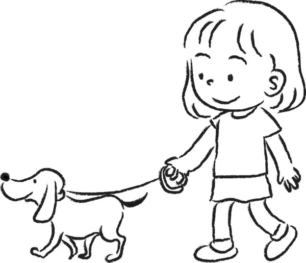 Niño Con Perro Aislado Sobre Fondo Blanco Vector — Archivo Imágenes Vectoriales