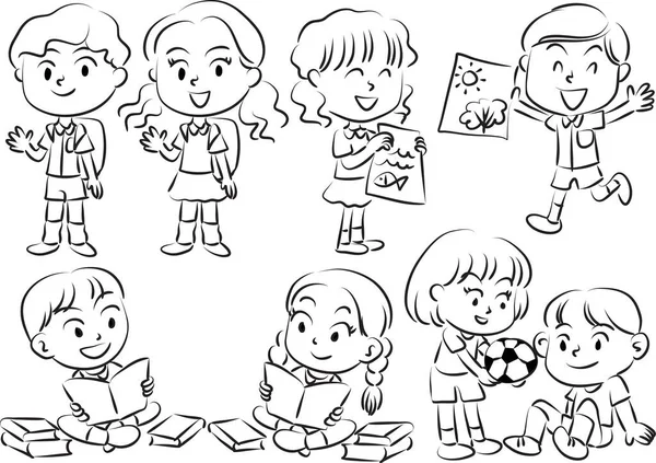 Bambini Divertenti Disegno Illustrazione Vettoriale — Vettoriale Stock