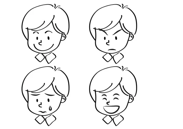 Conjunto Desenhos Animados Meninos Bonitos Isolados Fundo Branco Vetor Ilustração — Vetor de Stock