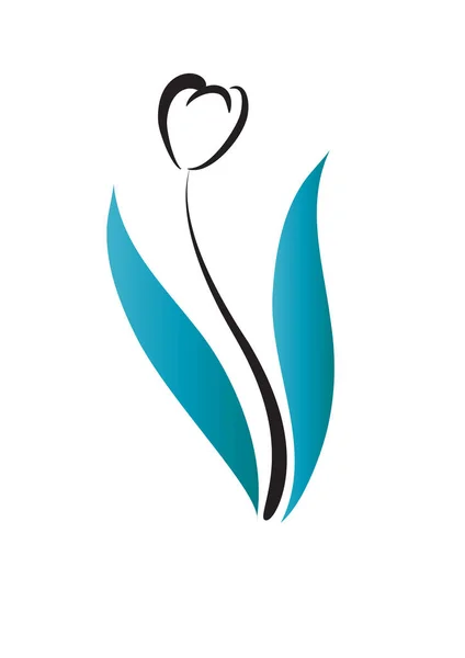 Icône Logo Tulipe Plate Colorée Isolée Sur Fond Blanc Vecteur — Image vectorielle