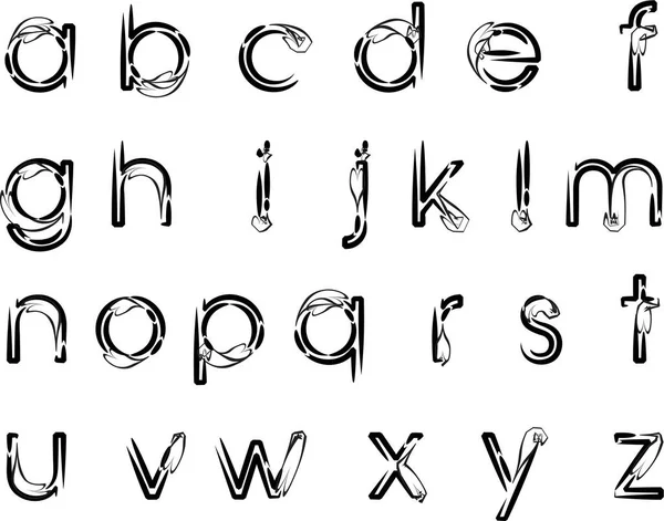 Alphabet Décoratif Dessin Animé Isolé Sur Fond Blanc Vecteur Illustration — Image vectorielle