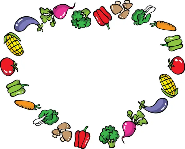 素食卡 框架蔬菜 白色背景 健康食品概念分离 — 图库矢量图片