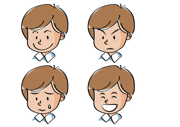 Conjunto Desenhos Animados Meninos Bonitos Isolados Fundo Branco Vetor Ilustração — Vetor de Stock