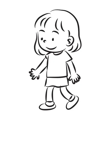 Karta Kreskówki Cute Little Girl Letnie Ubrania Izolowane Białym Tle — Wektor stockowy