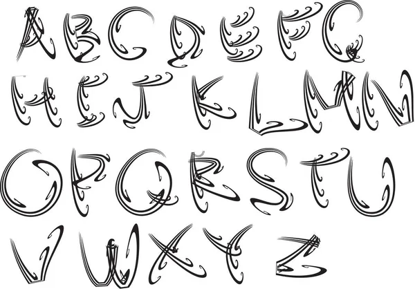 Alphabet Décoratif Dessin Animé Isolé Sur Fond Blanc Vecteur Illustration — Image vectorielle