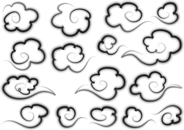 Wolkensatz Als Hintergrund Vektorillustration — Stockvektor