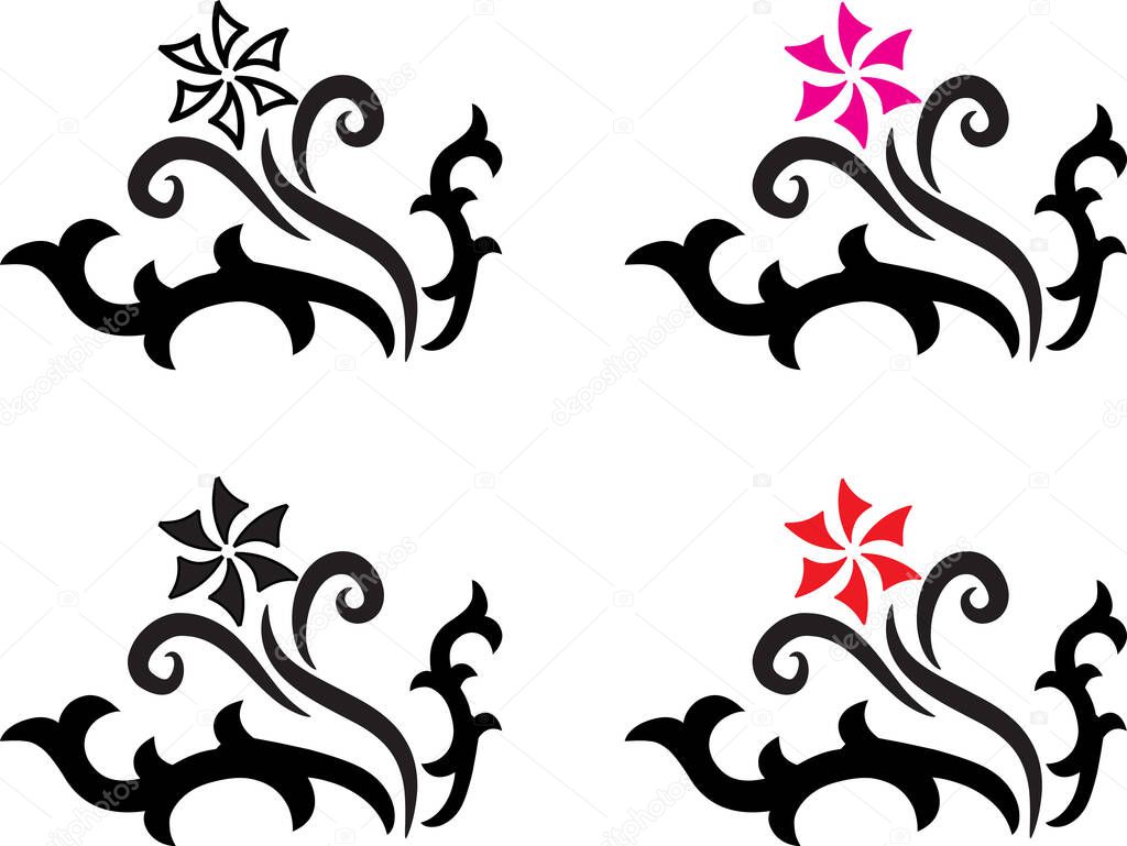 Colorful romantic logos with flowers isolated on white background,