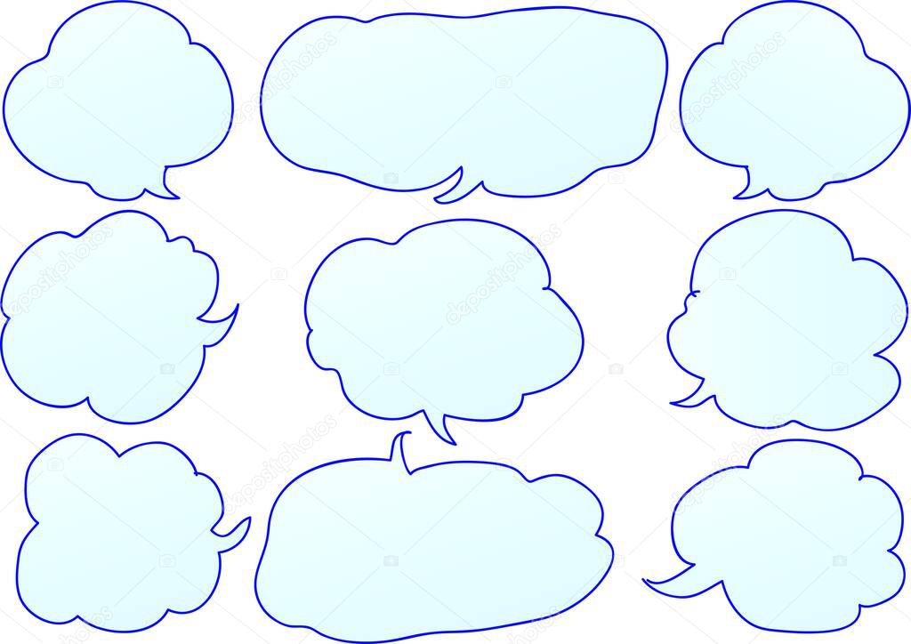 set of flat speech bubbles isolated on white background, vector, illustration