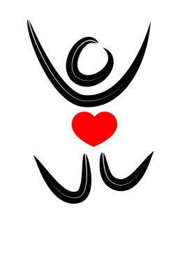 İnsan vücudunun kalp ve aşk konseptiyle çizilmiş fırça darbeleri. 