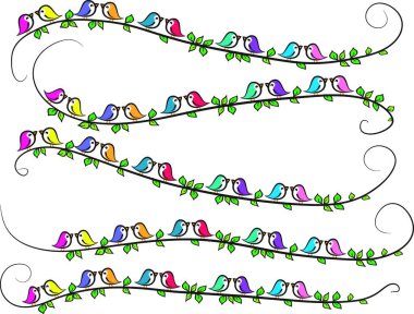 Kuşların süslemeleriyle dolu Noel arkaplanı