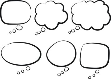 Beyaz arkaplan, vektör, illüstrasyon üzerinde izole edilmiş düz konuşma baloncukları kümesi