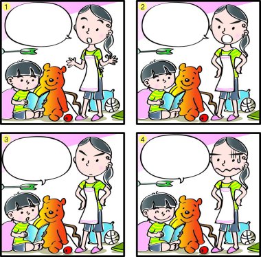 Çizgi filmdeki çocukların birlikte eğlendiği çizgi roman beyaz arka planda izole edilmiş, çocukluk kavramı 