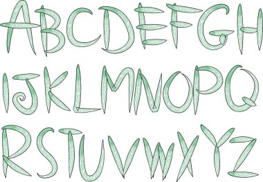 beyaz arkaplan, vektör, illüstrasyon üzerinde izole edilmiş çizgi film dekoratif alfabesi