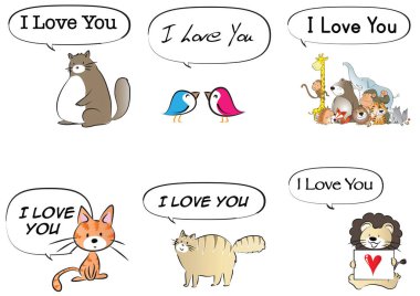 Hayvanların vektör çizimi ve konuşma baloncukları