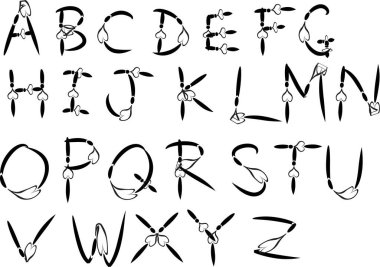 beyaz arkaplan, vektör, illüstrasyon üzerinde izole edilmiş çizgi film dekoratif alfabesi