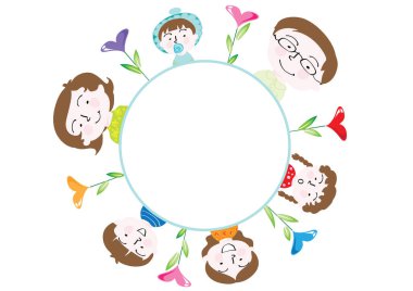 Mutlu aile kartı, vektör, illüstrasyon 