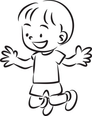 Koşan şirin bir çocuğun vektör çizimi
