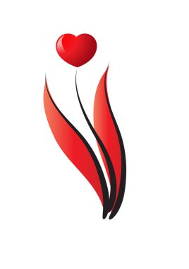 Beyaz arka planda izole edilmiş kalp şeklinde düz ikon, aşk konsepti 