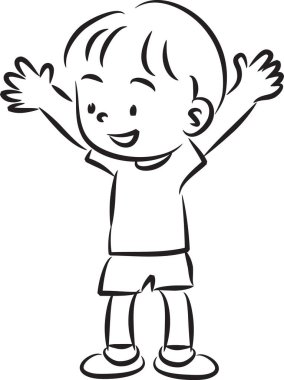 Spor giyim sektöründe beyaz arka planda izole edilmiş, spor anlayışı olan bir çizgi film çocuğu. 