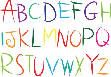 beyaz arkaplan, vektör, illüstrasyon üzerinde izole edilmiş çizgi film dekoratif alfabesi