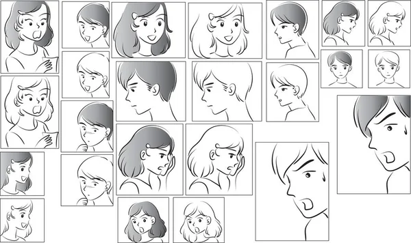Sada Komiksových Epizod Kresleným Mužem Dívkou — Stockový vektor