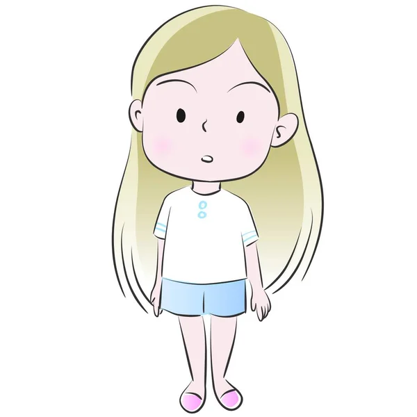 Dibujos Animados Hermosa Chica Con Peinado Aislado Sobre Fondo Blanco — Vector de stock