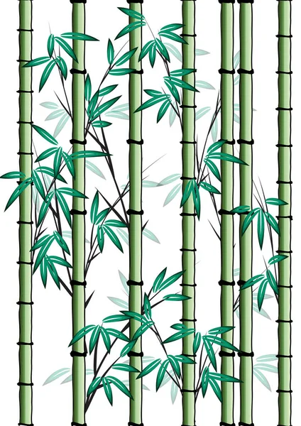 Бесшовный Рисунок Плоских Бамбуковых Растений Вектор Иллюстрация — стоковый вектор