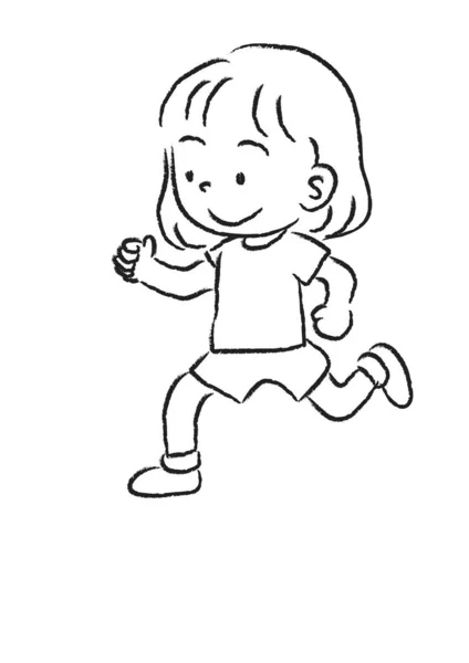 Artoon Chica Ropa Deportiva Corriendo Aislado Sobre Fondo Blanco Concepto — Vector de stock