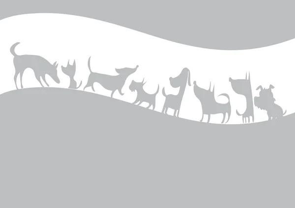 Banner Cute Little Dogs Vector Illustration — Stock Vector
