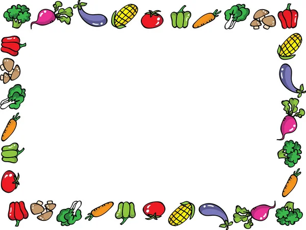 Carte Végétarienne Avec Cadre Légumes Isolés Sur Fond Blanc Concept — Image vectorielle