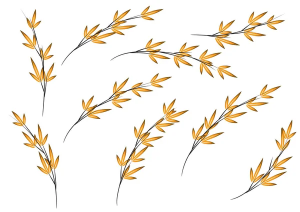 Πολύχρωμα Επίπεδα Φυτά Μπαμπού Απομονωμένα Λευκό Φόντο Διάνυσμα Απεικόνιση — Διανυσματικό Αρχείο