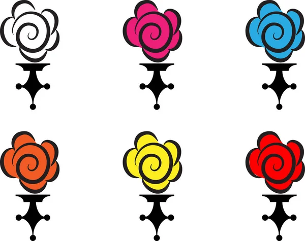 Logotipos Románticos Colores Con Flores Aisladas Sobre Fondo Blanco — Archivo Imágenes Vectoriales