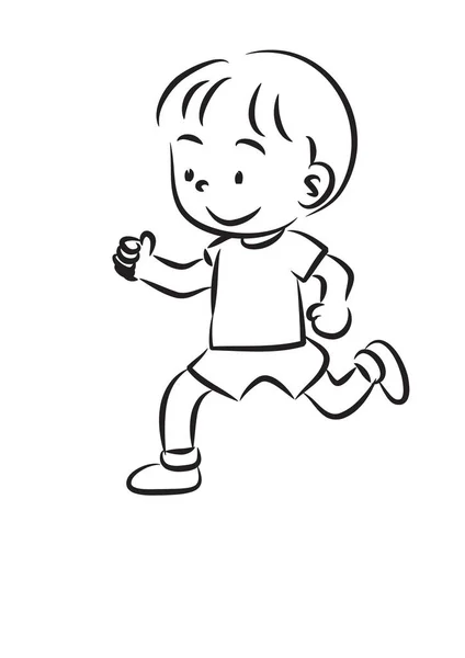 Kreslený Chlapec Sportovním Oblečení Běží Izolované Bílém Pozadí Sportovní Koncept — Stockový vektor