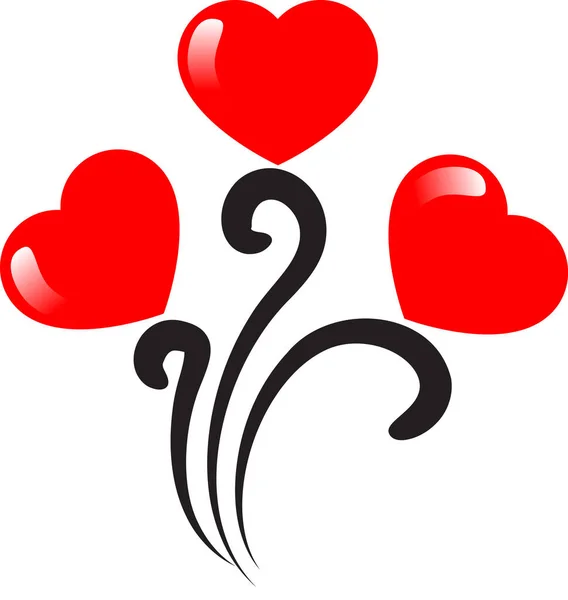 Kleurrijke Romantische Logo Met Harten Geïsoleerd Witte Achtergrond — Stockvector