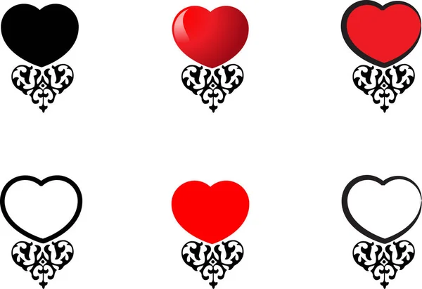 Logotipos Românticos Coloridos Com Corações Isolados Fundo Branco — Vetor de Stock