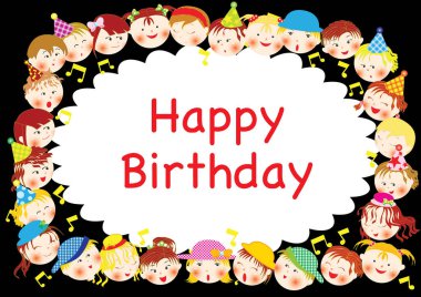 Mutlu çizgi filmler, küçük çocuklar, vektör, illüstrasyon, mutlu yıllar konsepti. 