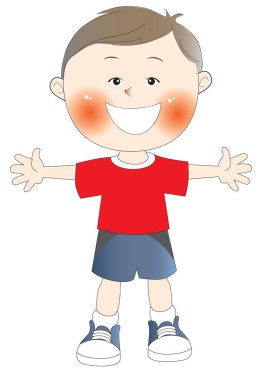 Kırmızı gömlekli bir çocuğun resmi.