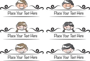 Mutlu çizgi film logoları Küçük çocuklar, vektör, illüstrasyon 