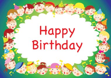 Mutlu çizgi filmler, küçük çocuklar, vektör, illüstrasyon, mutlu yıllar konsepti. 