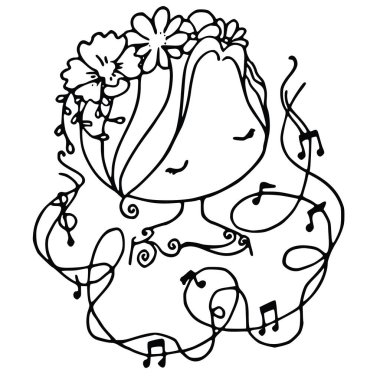 Tasarımınız için kız silueti ile vektör illüstrasyonu