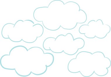 Beyaz arkaplandaki bulutların vektör illüstrasyonu