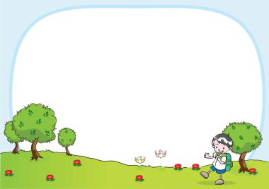 Güneşli bir günde parkta oynayan bir çocuk.