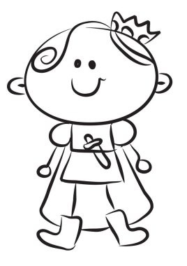 Küçük tatlı bir kızın karikatür çizimi.