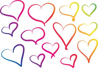 Güzel dekoratif kalp koleksiyonu, aşk konsepti 