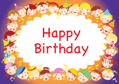 Mutlu çizgi filmler, küçük çocuklar, vektör, illüstrasyon, mutlu yıllar konsepti. 