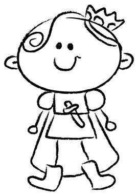 Oyuncağı olan sevimli bir çizgi film kızı.