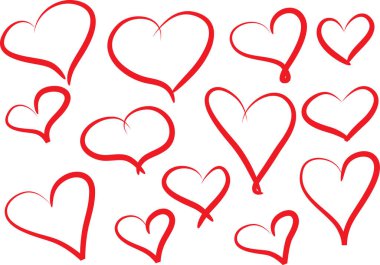 Güzel dekoratif kalp koleksiyonu, aşk konsepti 